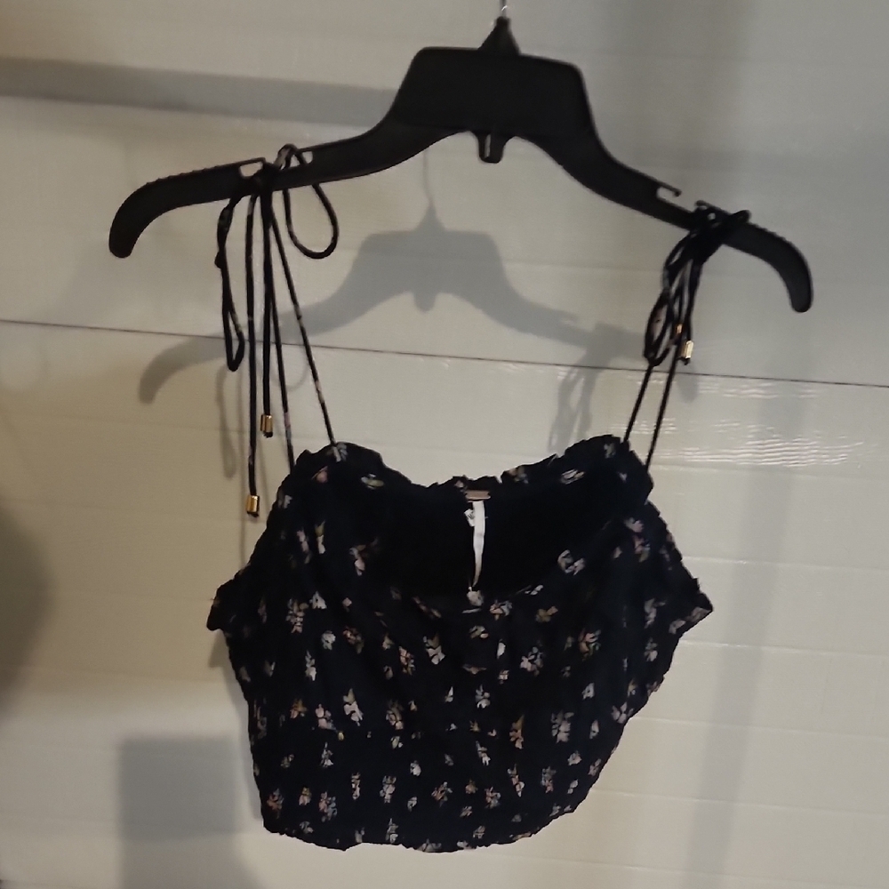 Free People Kaia Crop Top Size L Black - Picture 4 of 6